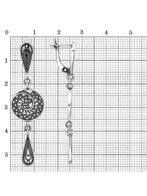Серьги серебро 925 пробы, покрытие - оксидирование, без вставок