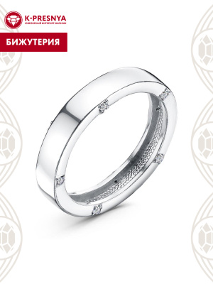 Кольцо бижутерия, покрытие - платинирование, вставка - фианит (недрагоценный камень)