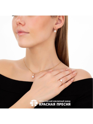 Подвеска серебро 925 пробы, покрытие - золочение, вставка - фианит (недрагоценный камень)