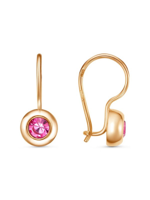 Серьги бижутерия, покрытие - золочение, вставка - стекло ювелирное preciosa