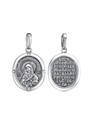 Подвеска бижутерия, покрытие - серебрение с оксидированием, вставка - стекло ювелирное preciosa