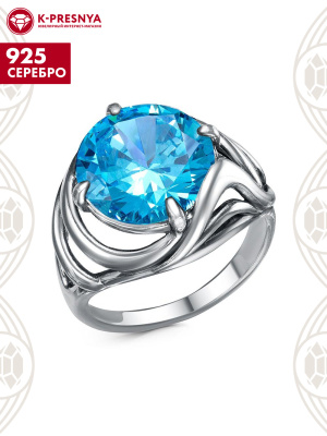 Кольцо серебро 925 пробы, покрытие - оксидирование, вставка - фианит (недрагоценный камень)