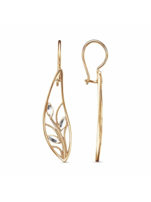 Серьги бижутерия, покрытие - золочение, отделка - алмазная грань, без вставок