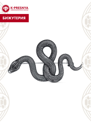 Брошь бижутерия, покрытие - серебрение с оксидированием, без вставок