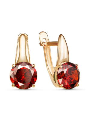 Серьги бижутерия, покрытие - золочение, вставка - фианит (недрагоценный камень)