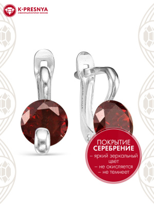 Серьги бижутерия, покрытие - серебрение, вставка - фианит (недрагоценный камень)