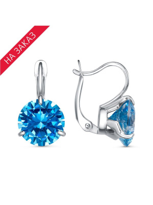 Серьги серебро 925 пробы, покрытие - платинирование, вставка - фианит (недрагоценный камень)
