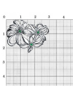 Брошь бижутерия, покрытие - серебрение с оксидированием, вставка - искусственная шпинель