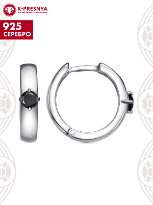 Серьги серебро 925 пробы, покрытие - платинирование, вставка - фианит (недрагоценный камень)