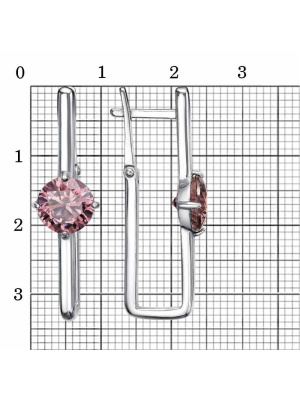 Серьги серебро 925 пробы, покрытие - платинирование, вставка - фианит (недрагоценный камень)