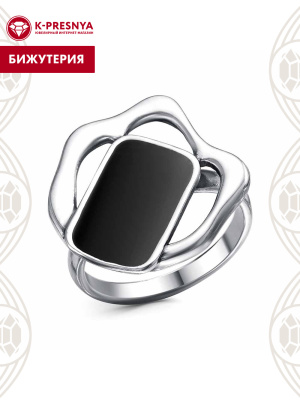 Кольцо бижутерия, покрытие - серебрение с оксидированием, отделка - эмаль, без вставок