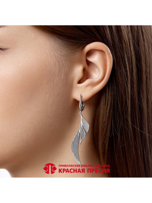 Серьги бижутерия, покрытие - серебрение с оксидированием, без вставок