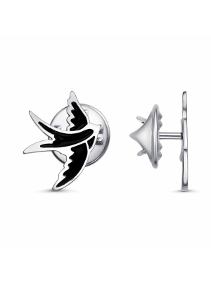 Брошь серебро 925 пробы, покрытие - платинирование, отделка - эмаль, без вставок