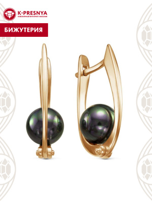 Серьги бижутерия, покрытие - золочение, вставка - имитация жемчуга
