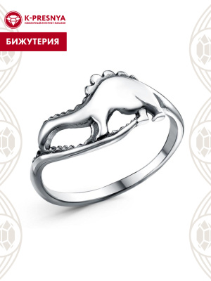 Кольцо бижутерия, покрытие - серебрение с оксидированием, без вставок