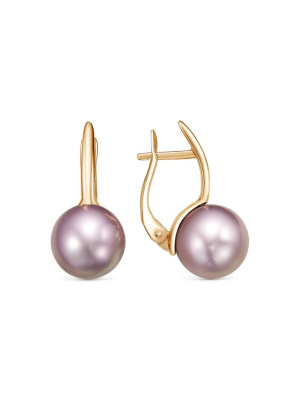 Серьги серебро 925 пробы, покрытие - золочение, вставка - имитация жемчуга