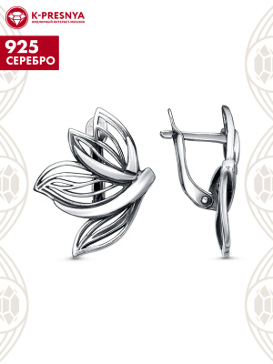 Серьги серебро 925 пробы, покрытие - оксидирование, без вставок