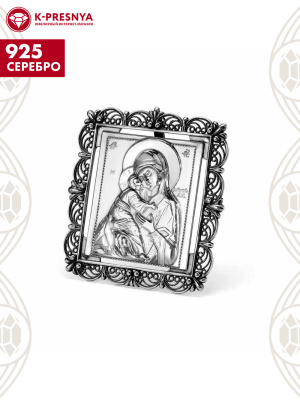 Икона"владимирская божия матерь" серебро 925 пробы, покрытие - оксидирование, без вставок