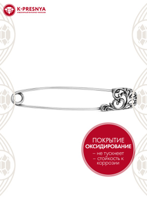 Брошь серебро 925 пробы, покрытие - оксидирование, без вставок