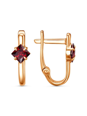 Серьги бижутерия, покрытие - золочение, вставка - фианит (недрагоценный камень)