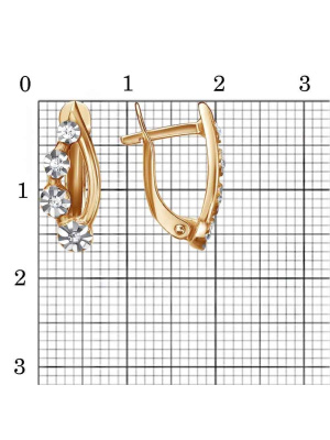 Серьги бижутерия, покрытие - золочение, вставка - стекло ювелирное preciosa