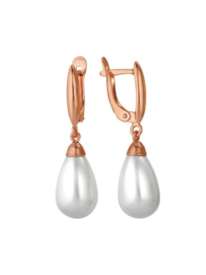 Серьги бижутерия, покрытие - золочение, вставка - имитация жемчуга