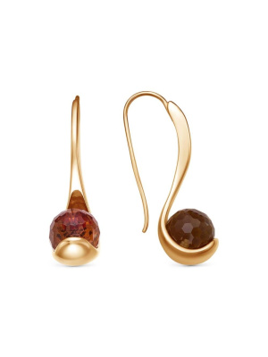 Серьги бижутерия, покрытие - золочение, вставка - искусственный султанит