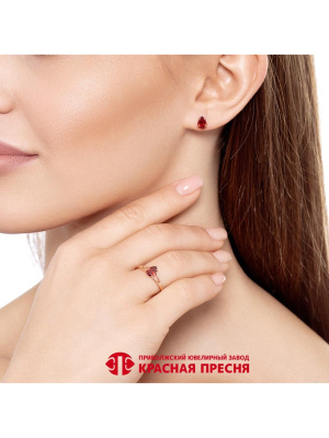 Серьги серебро 925 пробы, покрытие - золочение, вставка - фианит (недрагоценный камень)