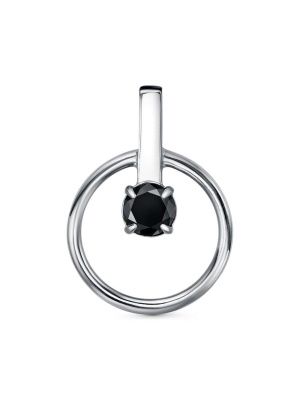 Подвеска бижутерия, покрытие - серебрение с оксидированием, вставка - фианит (недрагоценный камень)