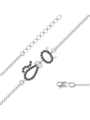 Браслет серебро 925 пробы, покрытие - родирование, вставка - фианит (недрагоценный камень)