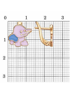 Серьги серебро 925 пробы, покрытие - золочение, отделка - эмаль, без вставок