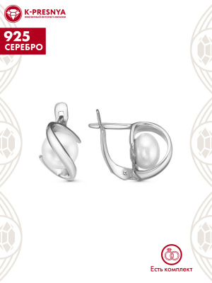 Серьги серебро 925 пробы, без покрытия, вставка - культивированный жемчуг
