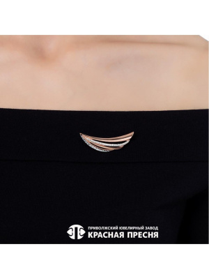 Брошь серебро 925 пробы, покрытие - золочение, отделка - алмазная грань, без вставок