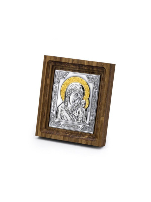 Икона бижутерия, покрытие - серебрение с оксидированием, выборочное золочение, без вставок