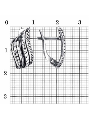 Серьги бижутерия, покрытие - серебрение с оксидированием, отделка - алмазная грань, без вставок