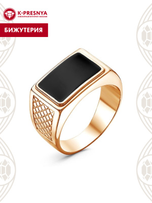 Кольцо бижутерия, покрытие - золочение, отделка - эмаль, без вставок