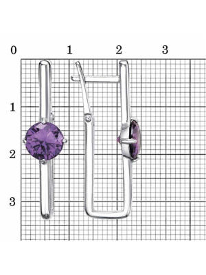 Серьги бижутерия, покрытие - платинирование, вставка - фианит (недрагоценный камень)