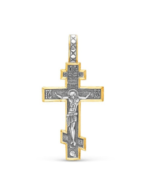 Подвеска серебро 925 пробы, покрытие - оксидирование, выборочное золочение, без вставок