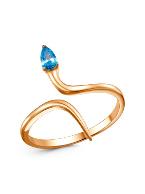 Кольцо бижутерия, покрытие - золочение, вставка - фианит (недрагоценный камень)