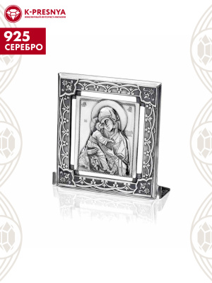 Икона "владимирская божия матерь" серебро 925 пробы, покрытие - оксидирование, без вставок