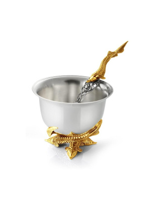 Ложка к икорнице "рыбки" серебро 925 пробы, покрытие - выборочное золочение, без вставок