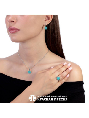 Подвеска серебро 925 пробы, покрытие - оксидирование, вставка - искусственный халцедон