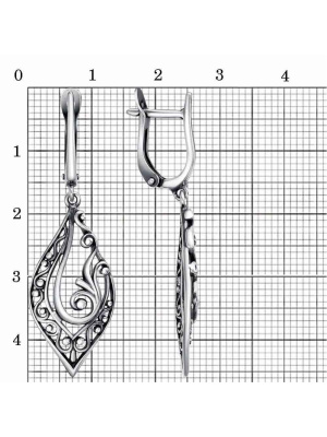 Серьги серебро 925 пробы, покрытие - оксидирование, без вставок