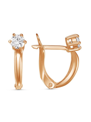 Серьги серебро 925 пробы, покрытие - золочение, вставка - фианит (недрагоценный камень)