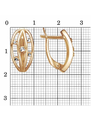 Серьги бижутерия, покрытие - золочение, отделка - алмазная грань, без вставок