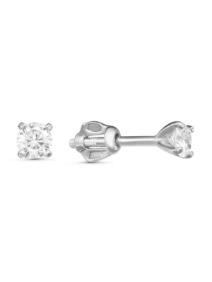 Серьги серебро 925 пробы, покрытие - платинирование, вставка - фианит (недрагоценный камень)