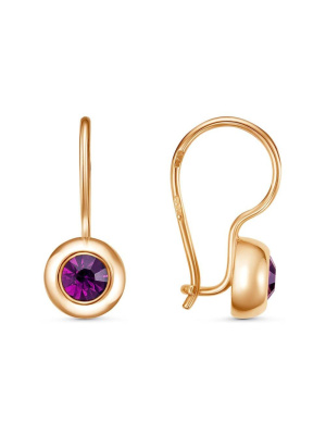 Серьги бижутерия, покрытие - золочение, вставка - стекло ювелирное preciosa