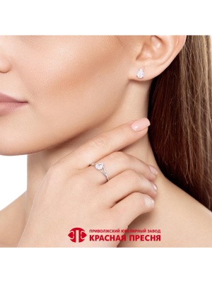 Серьги серебро 925 пробы, покрытие - платинирование, вставка - фианит (недрагоценный камень)