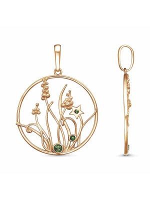 Подвеска бижутерия, покрытие - золочение, вставка - стекло ювелирное preciosa