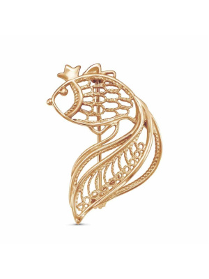 Брошь серебро 925 пробы, покрытие - золочение, без вставок